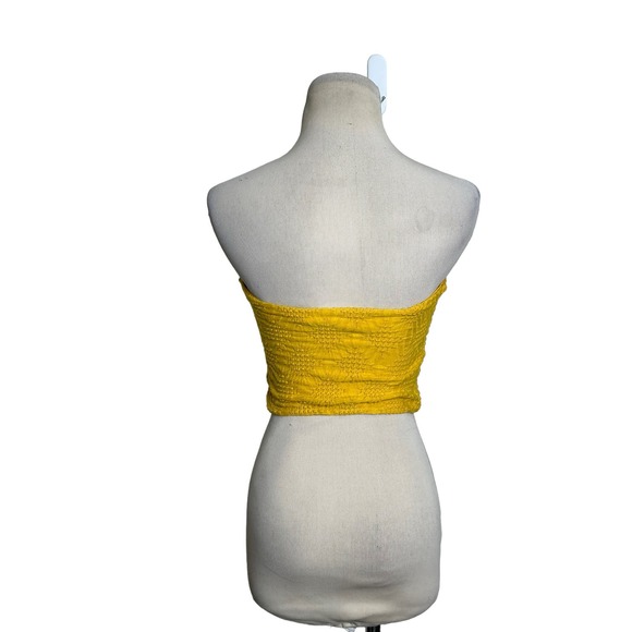 Urban Outfitters yellow floral strapless crop top size small - Picture 2 of 7